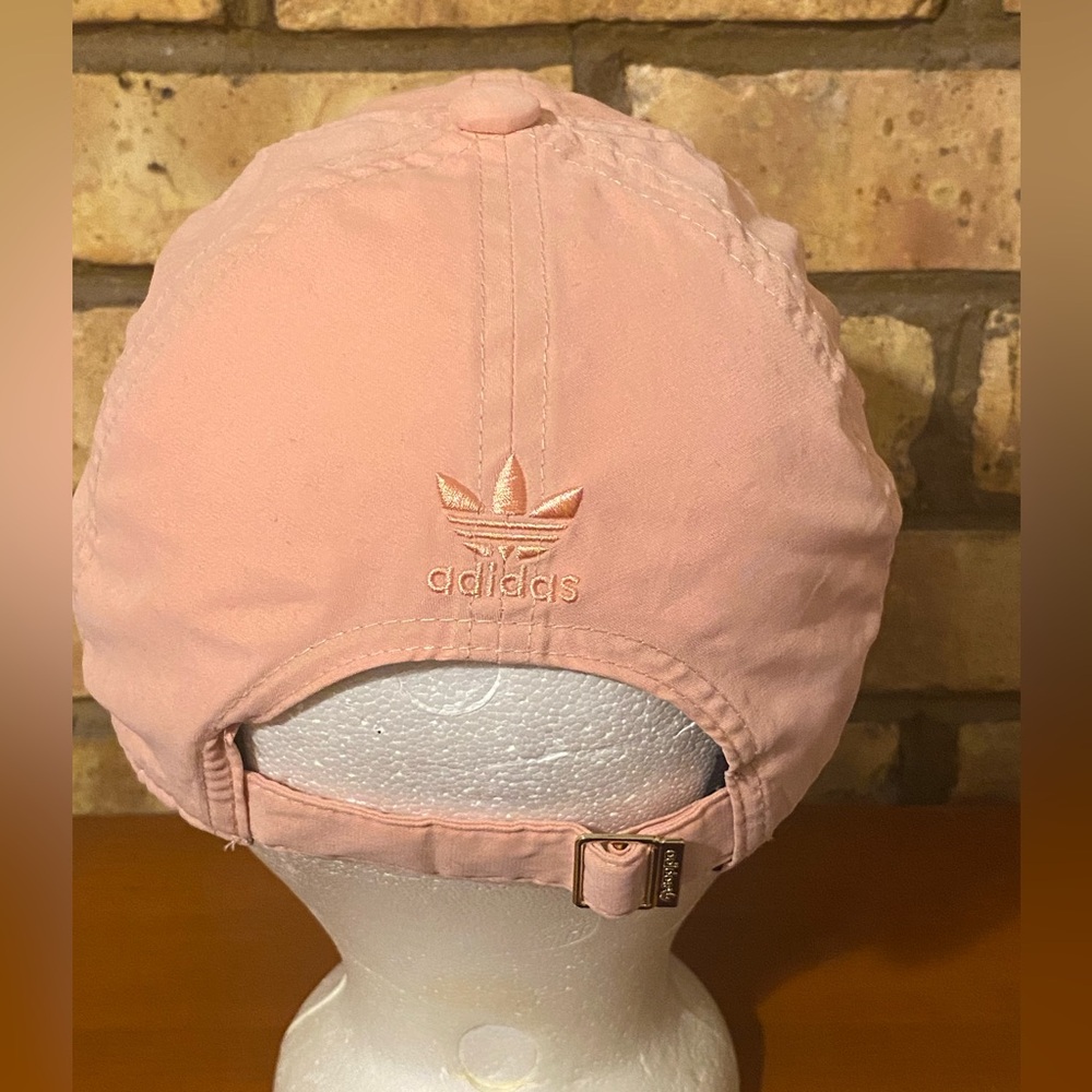 Women's Coral Pink Adidas Gold Embellished Logo Strapback‎ Hat OSFA - Picture 2 of 3